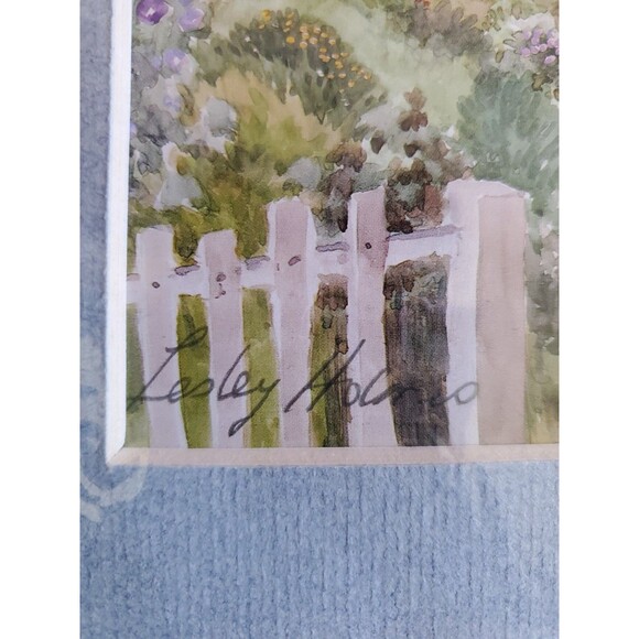 Lesley Holmes Watercolor Mini Painting Cottage with Flowers Print 12/500 Signed - Picture 5 of 11